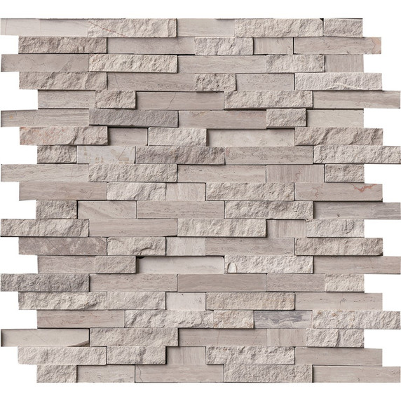MS International Marble Series: White Quarry Splitface Interlocking Wall Tile SMOT-WQ-SFIL10MM