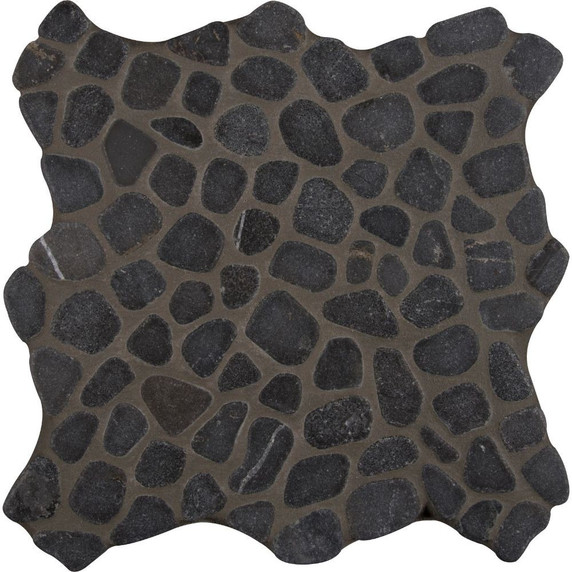 MS International Marble Series: 10mm Black Marble Pebble Tumbled Pattern Wall Tile SMOT-PEB-BLK