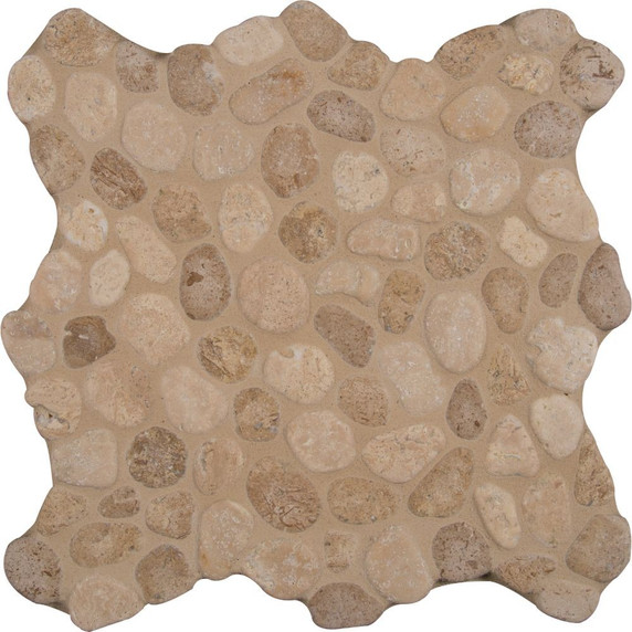 MS International Travertine Series: 10mm Travertine Blend Pebble Tumbled Pattern Wall Tile SMOT-PEB-TRAVBLND