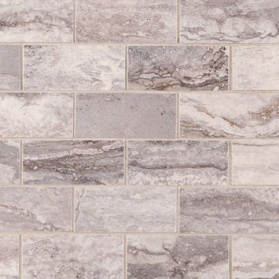 MS International Bernini Series: 2x4 Carbone Mosaic Polished Porcelain Tile NBERCAR2X4P-N