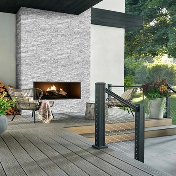 MS International Stacked Stone Series: 6"x18" Arabescato Carrara Splitface Ledger Corner LPNLMARACAR618COR