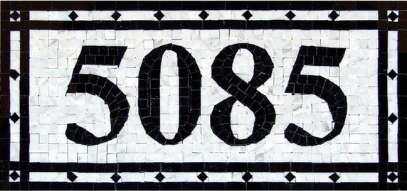 Mosaic-House-Numbers- Venice – H1P- Custom-Made-Sign-house-numbers.
This handmade custom mosaic house number plaque is made from 3/8″ polished marble tiles. It can be ordered as is, choosing 