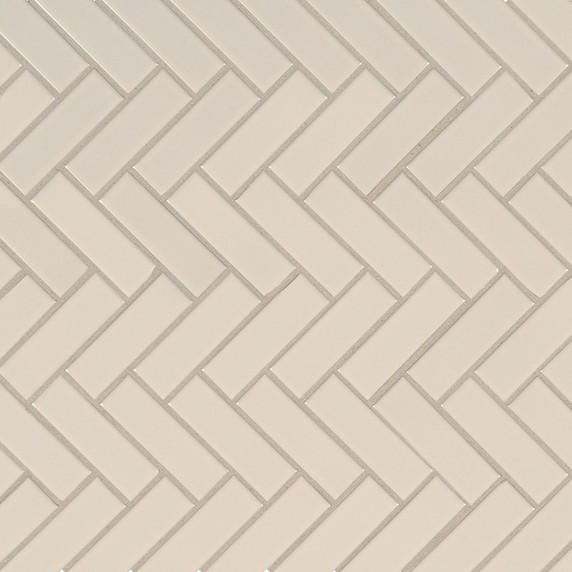 MS International Porcelain Series: 1x3 Almond Glossy Herringbone Mosaic Wall Tile SMOT-PT-RETALM-HB