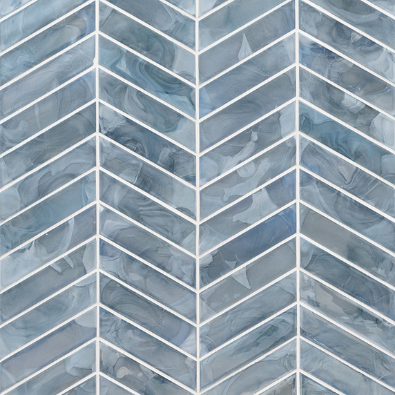 MS International Glass Series: 6mm Blue Shimmer Chevron Pattern Tile SMOT-GLS-BLUSHICH6MM