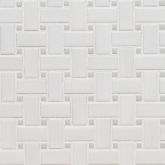 MS International Porcelain Series: 6mm Domino White And Gray Matte Basketweave Tile SMOT-PT-RETBIAGRA-BWM