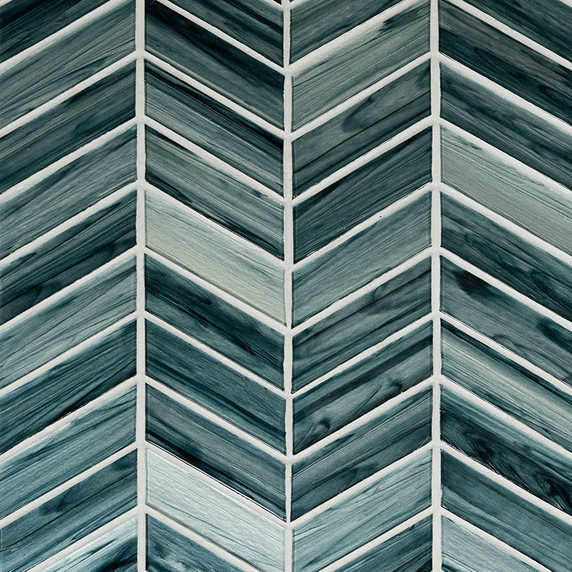 MS International Glass Series: Midnight Blue Ombre Chevron Misc SMOT-GLS-MIBLOM6MM