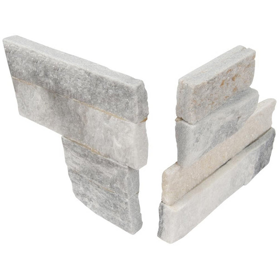MS International Stacked Stone M-Series: Alaska Gray 4.5X9 Split Face Mini Corner Ledger Panel LPNLMALAGRY4.59COR-MINI