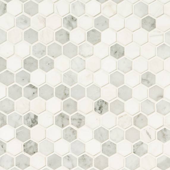 MS International Backsplash Series: 1" Hexagon Bianco Dolomite Tibi Polished Tile SMOT-BIANDOL-TIBP MS International Backsplash Series: 1" Hexagon Bianco Dolomite Tibi Polished Tile SMOT-BIANDOL-TIBP
