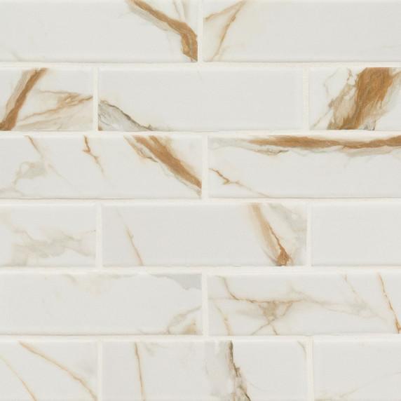 MS International Backsplash Series: 2x6 Calacatta Gold Subway Matte Tile SMOT-PT-CALGLD-2X6M MS International Backsplash Series: 2x6 Calacatta Gold Subway Matte Tile SMOT-PT-CALGLD-2X6M