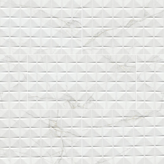 MS International Backsplash Series: 12x24 Dymo Calacatta Chex White Glossy Tile NDYMCALCHEWHI1224G-N MS International Backsplash Series: 12x24 Dymo Calacatta Chex White Glossy Tile NDYMCALCHEWHI1224G-N