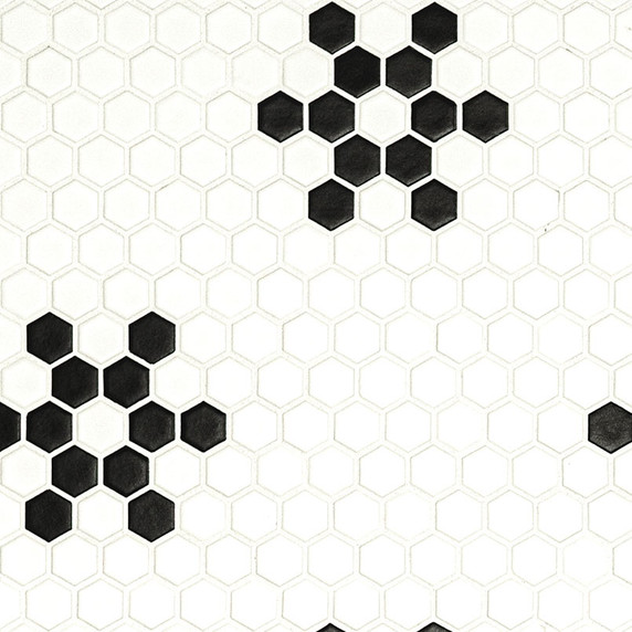 MS International Backsplash Series: 1" Hexagon White And Black Mod Petal Pattern Matte Tile SMOT-PT-RETBIANER-MODPETM MS International Backsplash Series: 1" Hexagon White And Black Mod Petal Pattern Matte Tile SMOT-PT-RETBIANER-MODPETM