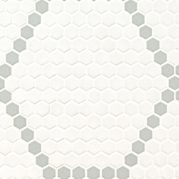 MS International Backsplash Series: 1" Hexagon White And Gray Hive Pattern Matte Tile SMOT-PT-RETBIAGRA-HIVM MS International Backsplash Series: 1" Hexagon White And Gray Hive Pattern Matte Tile SMOT-PT-RETBIAGRA-HIVM