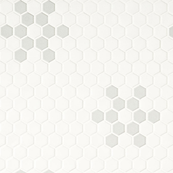 MS International Backsplash Series: 1" Hexagon White And Gray Mod Petal Pattern Matte Tile SMOT-PT-RETBIAGRA-MODPETM MS International Backsplash Series: 1" Hexagon White And Gray Mod Petal Pattern Matte Tile SMOT-PT-RETBIAGRA-MODPETM