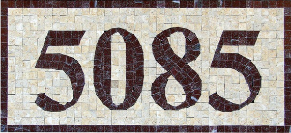 Handmade custom mosaic house number plaque made from 3/8″ polished marble tiles, Mosaic House Numbers, House Numbers,