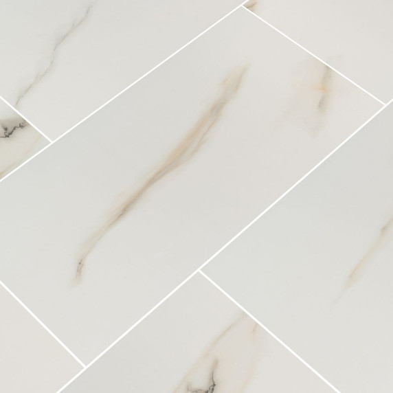 MS International Aria Series: Bianco 12X24 Polished Porcelain Tile NARIBIA1224P