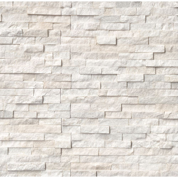 MS International Stacked Stone Series: Arctic White 6x24 Split Face Ledger Panel LPNLQARCWHI624