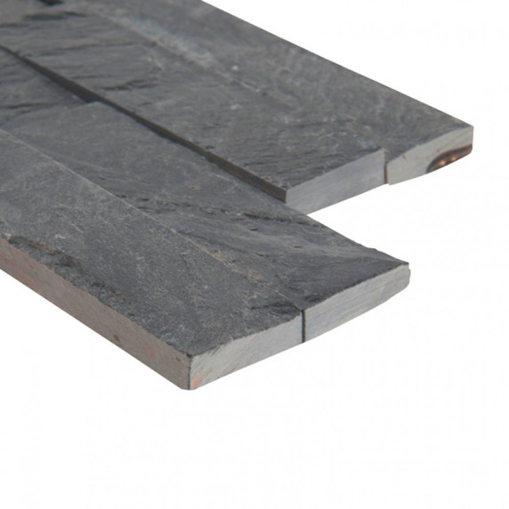 MS International Stacked Stone Series: Premium Black 6X24 Split Face Ledger Panel LPNLSPREBLK624