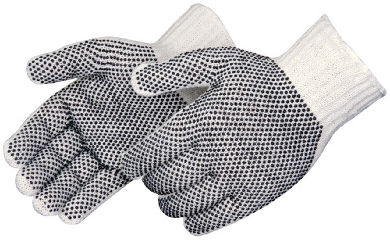 Brush Man String Knit Gloves with PVC Dots - Size L (Box of 12)