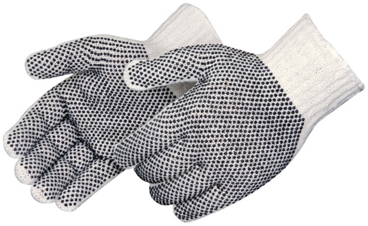 12 Pairs] Black White Work Gloves - Dotted Safety Working Gloves