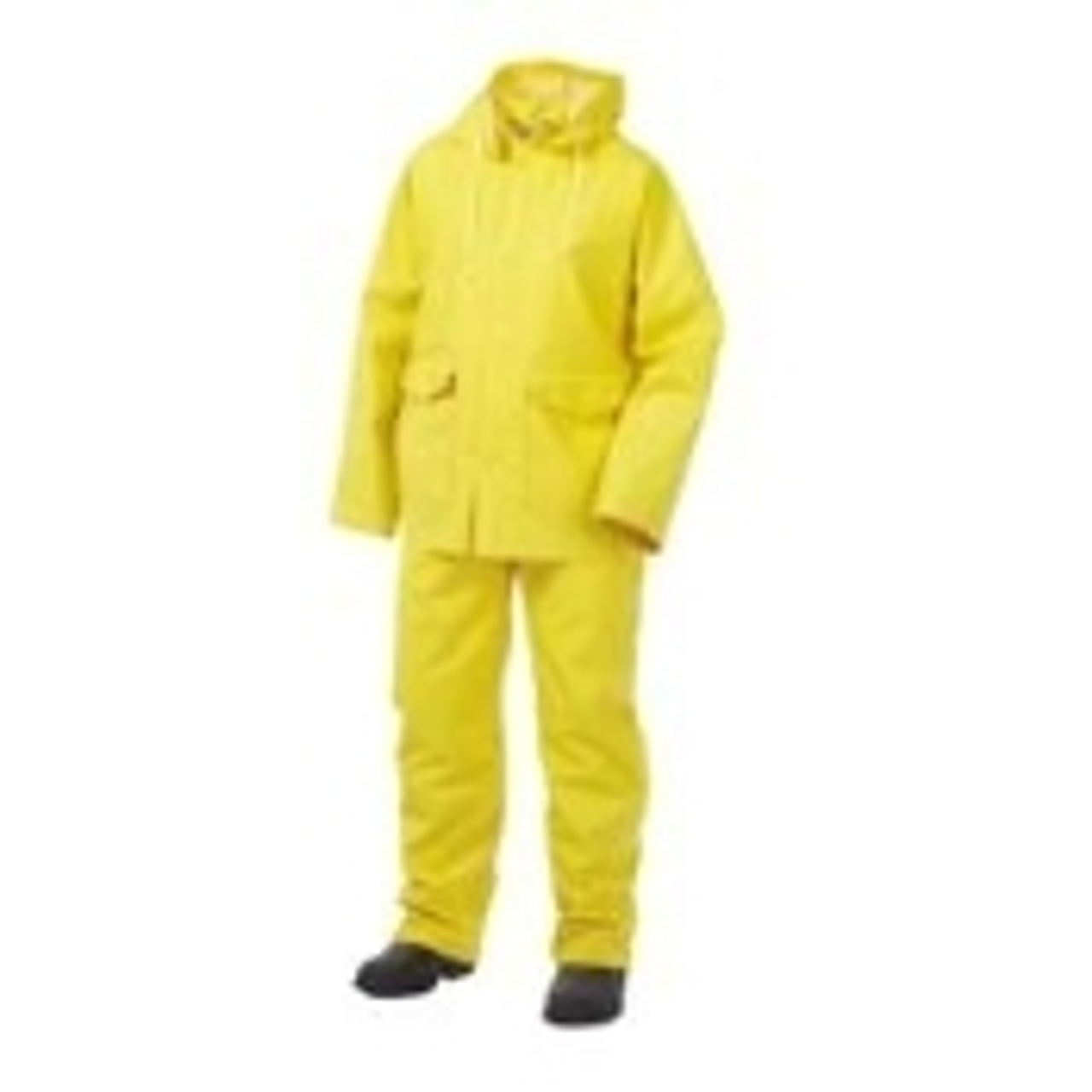 .35mm 3pc Vinyl Rain Suit 

3 Piece Classic Rain Suit is industry standard grade PVC and polyester materials comes complete with bib pants, jacket, and detachable hood