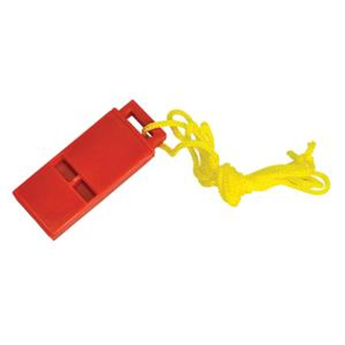 Red Plastic whistle with Lanyard.