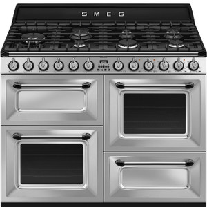 Cocina de Gas Smeg Victoria 110cm 7 Zonas Inox y Negro TR4110X-1