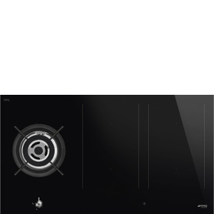 Encimera Mixta de Inducción y Gas 90cm Estética Smeg PM3953D Clásica Negro