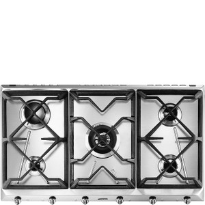 Encimera de Gas 90cm Smeg SRV596GH5 Estética contemporánea Acero Inoxidable