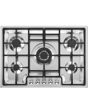 Encimera de Gas 70-75cm Smeg PGF75-4 Estética Clásica Acero Inox