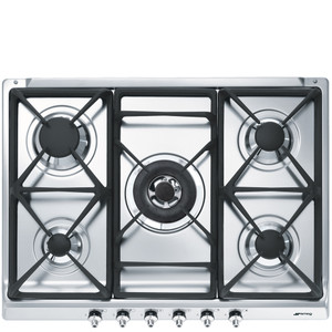 Encimera de Gas 70-75cm Smeg SE70SGH-5 Estética Clasica Acero Inoxidable