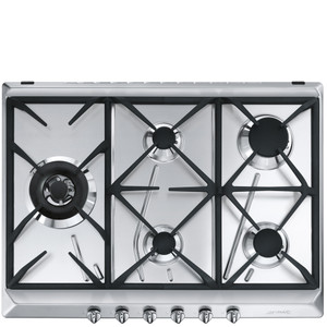 Encimera de Gas 70-75cm Smeg SRV575GH5 Estética contemporánea Acero Inoxidable