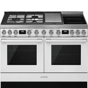 Cocina de Gas y Inducción 120cm Smeg de CPF120IGMPWH Portofino Color Blanco Dos Hornos de 60cm