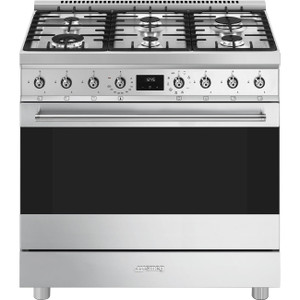 Cocina de Gas Smeg C9GMX2 90x60cm Acero Inoxidable EsCuadrado Horno Termoventilado Sistema de Limpieza