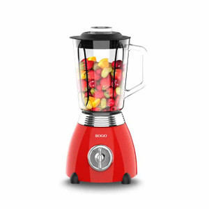 Batidora de Vaso Sogo SS-5560 Jarra Cristal Diseno Retro Rojo 1.5L