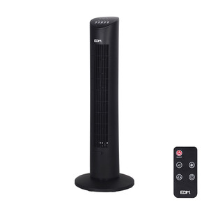 Ventilador de Torre Edm 60W 78,3 cm 3 Velocidades con Mando a Distancia 33504 Negro