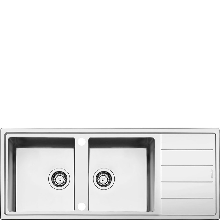 Fregadero de Cocina Smeg Acero Inoxidable Tipologia Soldado cubetas 2 Escurridor Reversibile LDR116-2