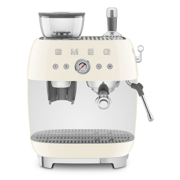 Cafetera Espresso Manual con Molinillo Integrado Smeg EGF03CREU Crema Estética
