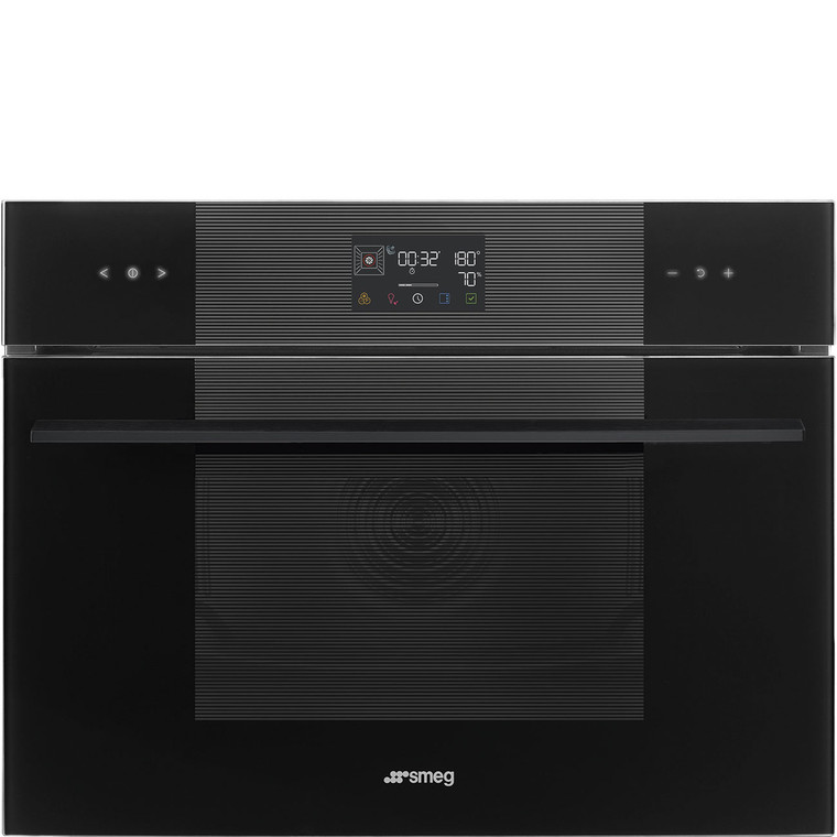 Horno 45cm Smeg SO4102S3B3 Compacto Combinado Vapor Sous Vide Negro Funciónes de Limpieza