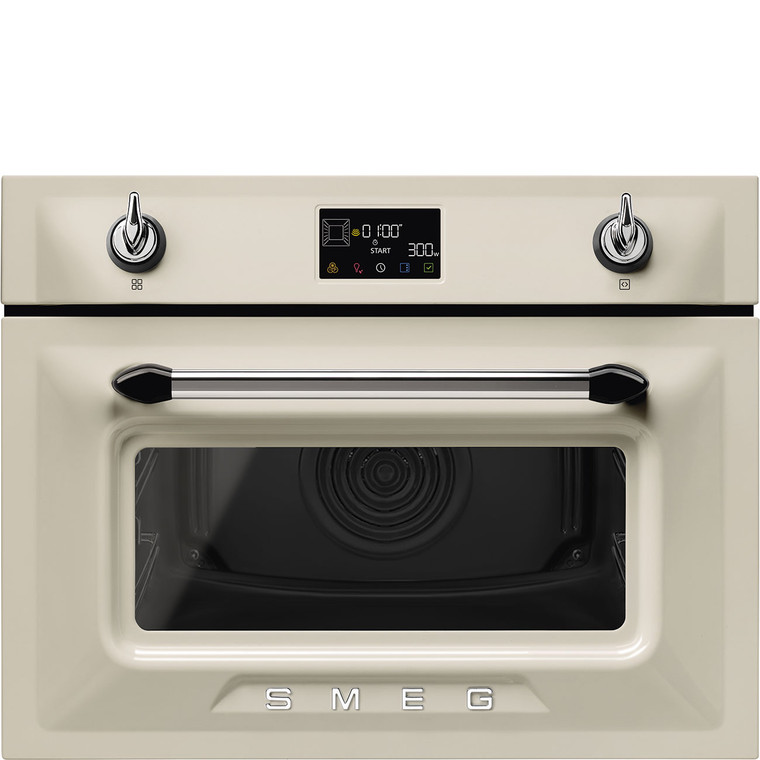 Horno 45cm Smeg SO4902M1P Victoria Crema Combinado con Microondas Sistema Limpieza