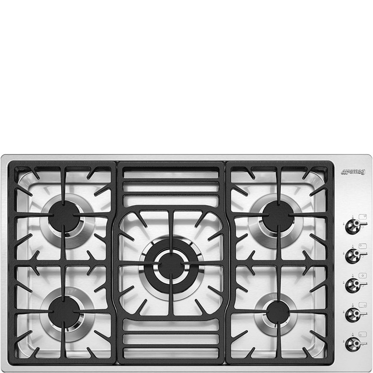 Encimera de Gas 90cm Smeg PGF95-4 Estética Clásica Acero Inoxidable