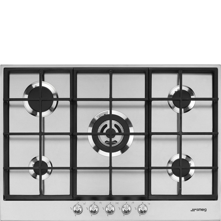 Encimera de Gas 70-75cm Smeg PX175 Estética Línea Acero Inoxidable