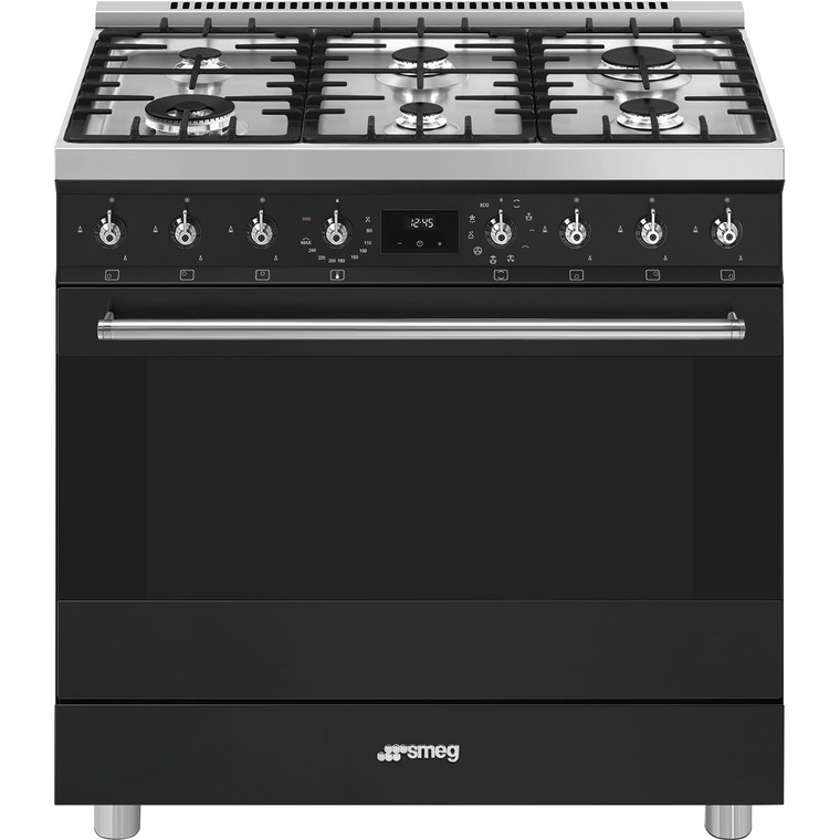 Cocina de Gas Smeg C9GMMB2 90x60cm Acero Inoxidable EsCuadrado Horno Termoventilado Sistema de Limpieza