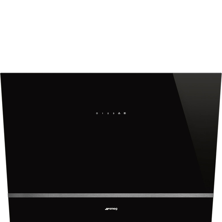 Campana de Pared Inclinada Decorativa Smeg KV28N Decoración mural Estética Universal Cristal Negro 80cm