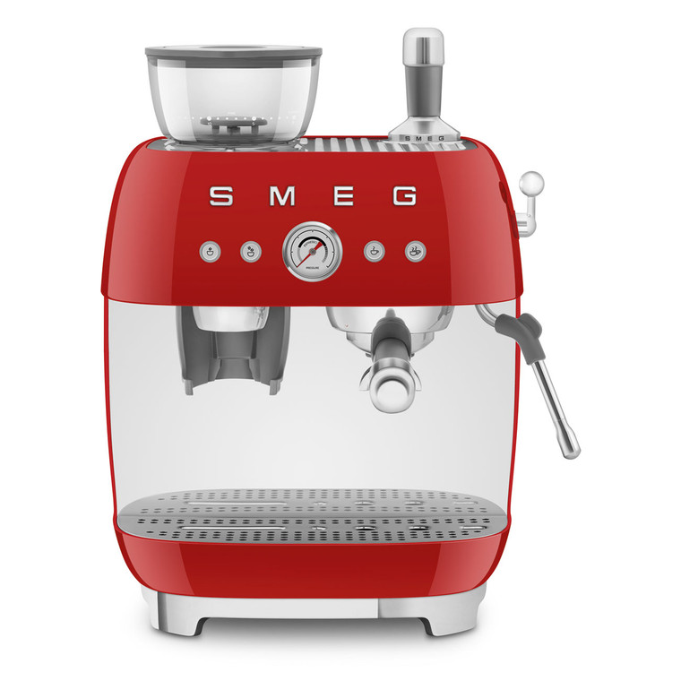 Cafetera Espresso Manual con Molinillo Integrado Smeg EGF03RDEU Rojo Estética 50 Style