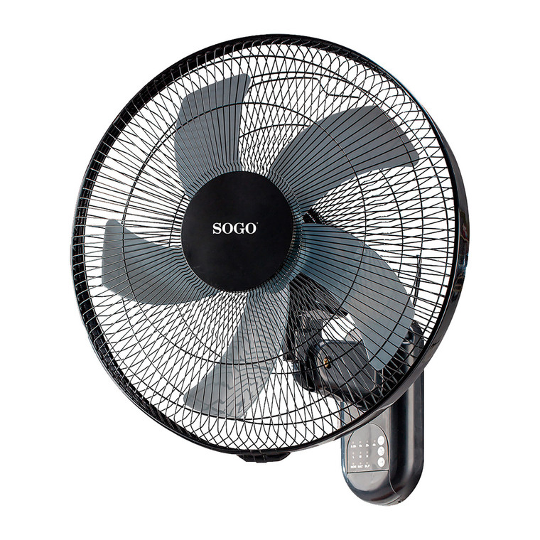 Ventilador de Pared con Mando Sogo SS-21325 Oscilación Inclinación Ajustable 16 40cm 50w 5 Aspas
