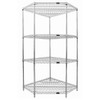 AL-89158 | 74"H CORNER WIRE SHELVING UNIT 4 SHELF,CHROME,SPCFY SHELF SIZ