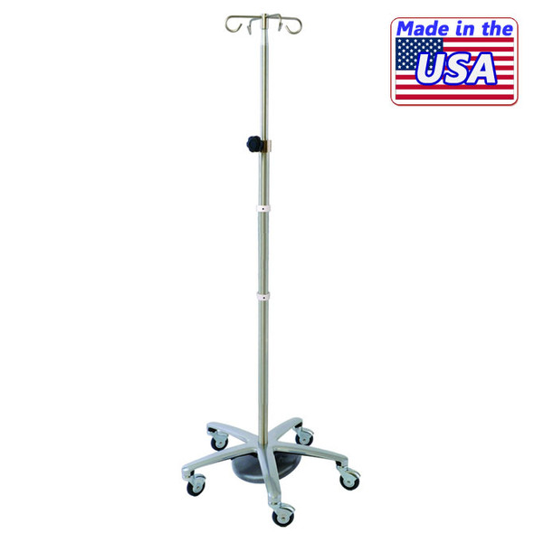 AL-77048A | STAINLESS STEEL I.V. POLE W/ 50 LB MOUNTED WEIGHT