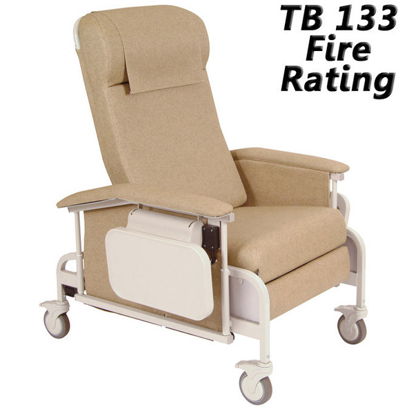 AL-56528A | DROP ARM CARECLINER W/ STEEL CASTERS (FIRE RATED)