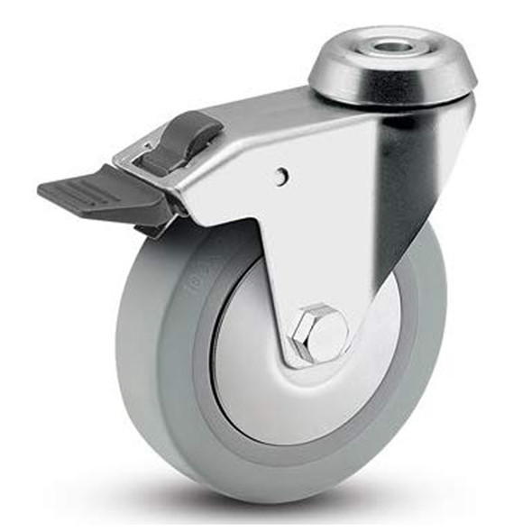 AL-86056 | 3" SWIVEL CASTER W/ HOLLOW KINGPIN, 7/8" GREY TPR TREAD