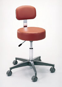 AL-56591 | CHROME EXAM STOOL 14"RD CUSH.SEAT W/BACK